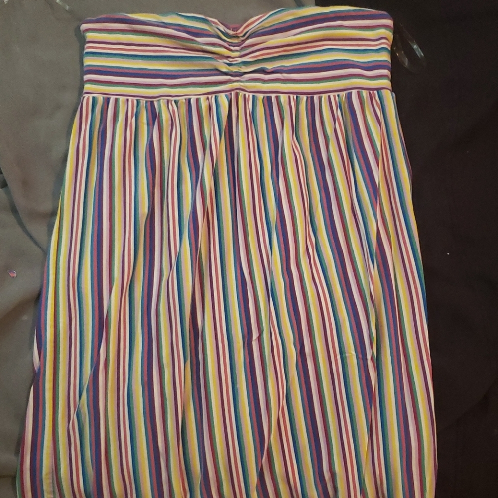 Striped strapless dress